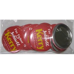 LOT OF 10 TOTAL POLITICAL PINS KERRY *FIRE FIGHTER FOR JOHN KERRY PRESIDENT* MINT NEW CONDITION!!