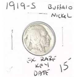 1919-S *EXTREMELY RARE KEY DATE* BUFFALO NICKEL RED BOOK VALUE $15.00+ *NICE EARLY GOOD GRADE*!!