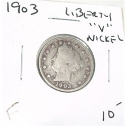 1903 *RARE KEY DATE* LIBERTY "V" NICKEL RED BOOK VALUE $10.00+ *RARE EARLY FINE GRADE*!!