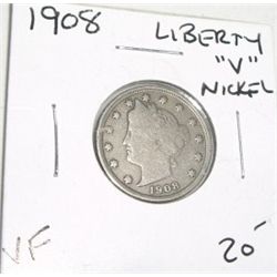 1908 LIBERTY "V" NICKEL RED BOOK VALUE $20.00+ *RARE EARLY VERY FINE GRADE*!! LIBERTY NICKEL CAME OU