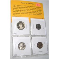 PROOF SET OF 4 COINS-THIS COLLECTION OF U.S. COINS WAS STRUCK ON SPECIALLY POLISHED, HIGH RESSURE DI