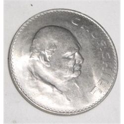 1965 *CROWN* WINSTON CHURCHILL COIN. THIS CROWN CELEBRATES WINSTON CHURCHILL: STATESMAN/ORATOR/PAINT