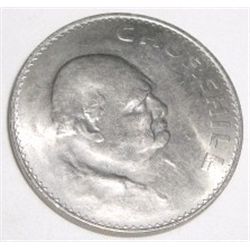 1965 *CROWN* WINSTON CHURCHILL COIN. THIS CROWN CELEBRATES WINSTON CHURCHILL: STATESMAN/ORATOR/PAINT