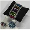 Image 2 : Classy by Chic Hand Made Cuff Flex Bracelet with 2 Rings - All set with Swarovski Element.