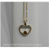 Image 2 : Heart Pendant and Chain w/ Amber-Coloured Swarovski-Element Center Stone.