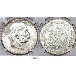 Austria. Franz I Josef (1848-1916). AR 5 Corona 1900. NGC MS62