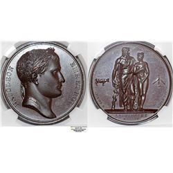 France. Napoleon Bonaparte. AE Medal 1804. " Smallpox Vaccination". NGC MS63 BN.