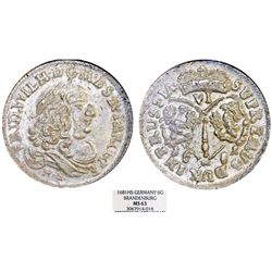 Germany. Brandenburg-Prussia. Fredrich W. (1640-1684). AR 6 Groschen 1681 HS. NGC MS63 (WINGS certif