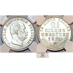Germany. Kingdom of Prussia. Wilhelm I (1861-1888) AR 2 1/2 Groschen 1872A. Ngc ms63.