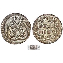Germany. Free city of Regensburg (Ratisbon). AR 1 Pfenning 1783. NGC MS63