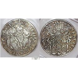 Germany. Saxony -Albertinische Linie. Christian I, Johann Georg I and August I (1591-1601) AR Taler 
