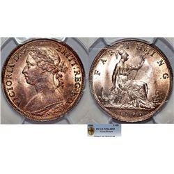 Great Britain. Queen Victoria (1837-1901) Cu 1/4 Penny (Farthing) 1886. PCGS MS64 RD.
