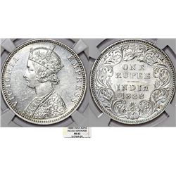 India. British Rule. Empress Victoria. AR Rupee 1888B. NGC MS62