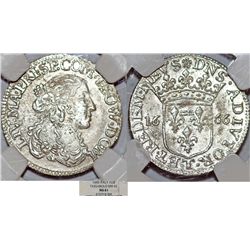 Italy. Tassarolo. Livia Centurioni Oltremari (Filippo Malaspina, 1616-1688). AR 1 Luigino 1666. NGC 
