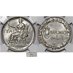 Italy. Kingdom. Vittorio Emanuele III (1900-1946). 1 Lira 1928 R. NGC MS64, RARITY in BU!