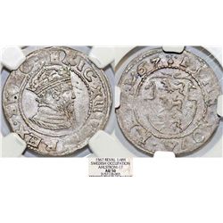 Sweden. Reval. King Erik XIV (1561-1568). AR RARE 1/4 Mark 1567. NGC AU50, toned.