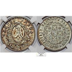 Switzerland. Basel. Free City. Beautiful AR 5 Batzen 1826. NGC MS62, toned.