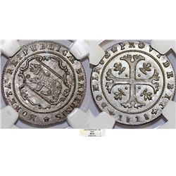 Switzerland. Bern. Beautiful AR 1/2 Batzen 1818. NGC MS63, toned.