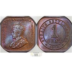 Straits Settlements. George V (1910-1936). AE 1 Cent 1920. NGC MS66 RB