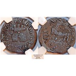 Venezuela. Guayana. Ferdinand VII - Provisional. Cu 1/2 Real 1815. NGC VF20 BN, RARE.