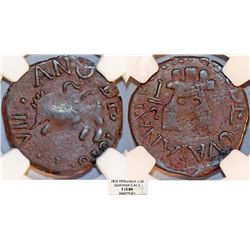 Venezuela. Guayana. Ferdinand VII - Provisional. Cu 1/2 Real 1816. NGC F15 BN, RARE.