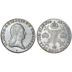 AUSTRIAN BAVARIA. (SWABIA) GUNZBURG. FRANZ II AS EMPEROR (1792-1806) . AR KRONENTHALERS 1794 H. VF+