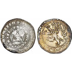 BOHEMIA. CZECH KINGDOM. KING JOHN THE BLIND (1310-1346). AR LARGE GROSS ND. AVF, TONED