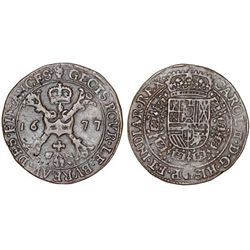 SPANISH NETHERLANDS. ANTWERP. CHARLES II (1661-1665-1700). CU TREASURY TOKEN 1677. AXF