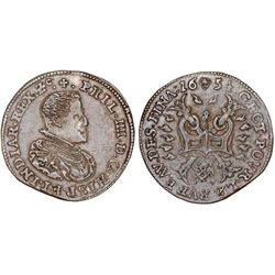 SPANISH NETHERLANDS. BELGIUM. BRABANT. PHILLIP IV OF SPAIN (1621-1665). CU TREASURY TOKEN 1654. XF