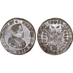 SPANISH NETHERLANDS. BELGIUM. BRABANT. PHILLIP IV OF SPAIN (1621-1665). CU TREASURY TOKEN 1654. XF