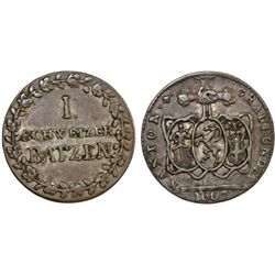 SWITZERLAND. SWISS CANTONS. GRAUBUNTEN. AR BATZ 1807. AVF, TONED