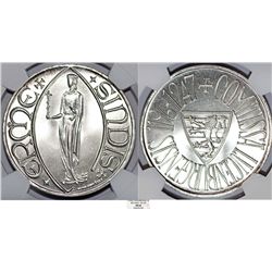 Luxembourg. Charlotte (1919-1964). AR Medallic 5 Francs 1963. NGC MS66, Beauty!