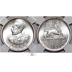 Empire of Ethiopia. Haile Selassie I (1941-1974). AR 50 Cent EE1936. NGC MS62