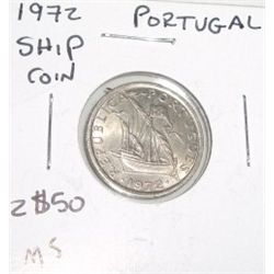 1972 PORTUGAL *SHIP* 2$50 *RARE MS HIGH GRADE* COIN!! COIN CAME OUT OF SAFE!!