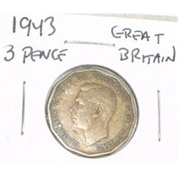 1943 GREAT BRITAIN THREE PENCE COIN!! COIN CAME OUT OF SAFE!!