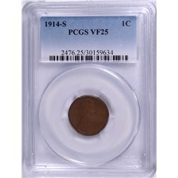 1914-S LINCOLN CENT, PCGS VF-25