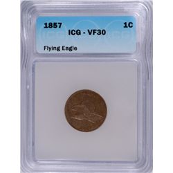 1857 FLYING EAGLE CENT ICG VF-30