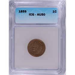 1859 INDIAN CENT ICG AU-50