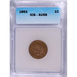 1863 INDIAN CENT ICG AU-58