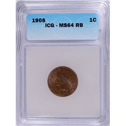 1908 INDIAN CENT ICG MS-64 RB