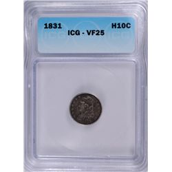 1831 SEATED LIBERTY HALF DIME ICG VF-25
