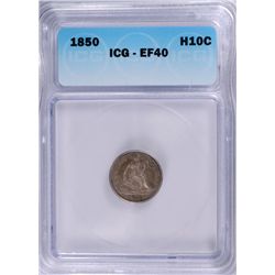 1850 SEATED LIBERTY HALF DIME ICG EF-40