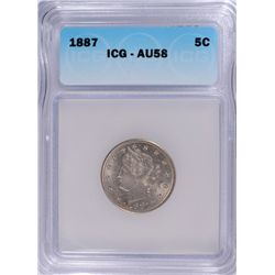 1887 LIBERTY NICKEL ICG AU-58