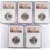 Image 1 : LOT OF ( 5 ) 1959 WASHINGTON QUARTERS, NGC  MS-65