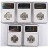 Image 2 : LOT OF ( 5 ) 1959 WASHINGTON QUARTERS, NGC  MS-65