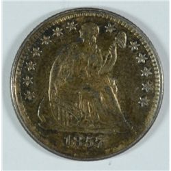 1857 SEATED HALF DIME AU++