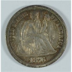 1876-CC SEATED DIME AU-50