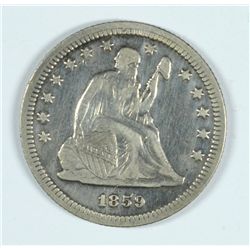 1859 SEATED QUARTER XF-45