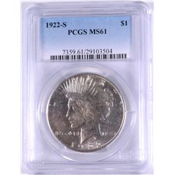 1922-S PEACE DOLLAR PCGS MS-61