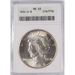 1924-S PEACE DOLLAR ANACS MS-63
